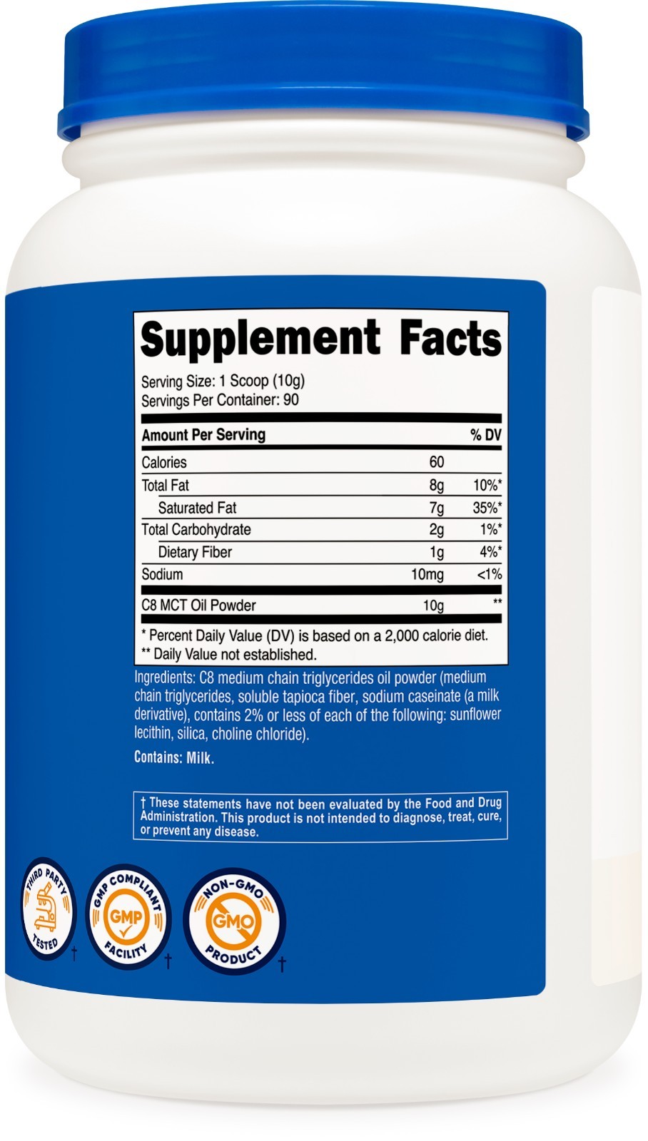 Nutricost C8 MCT Oil Powder 2LB (32oz) – 95% C8 MCT Oil Powder