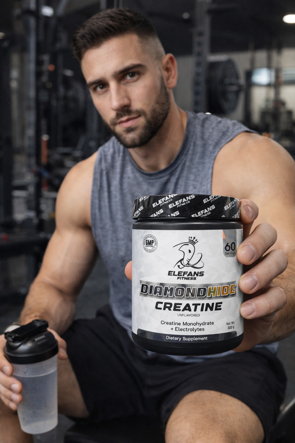 Elefans DiamondHide Creatine Monohydrate Powder 300g 60 Servings Unflavored