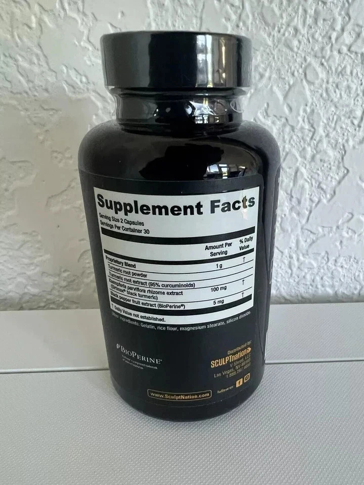 5 Pack- Turmeric Black Sculptnation Fatigue Muscle Build Fat Burn Bloating Treat