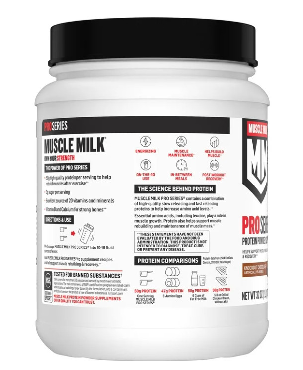 Muscle Milk Pro Series Protein Powder, Knockout Chocolate, 2 lb, 11 Servings