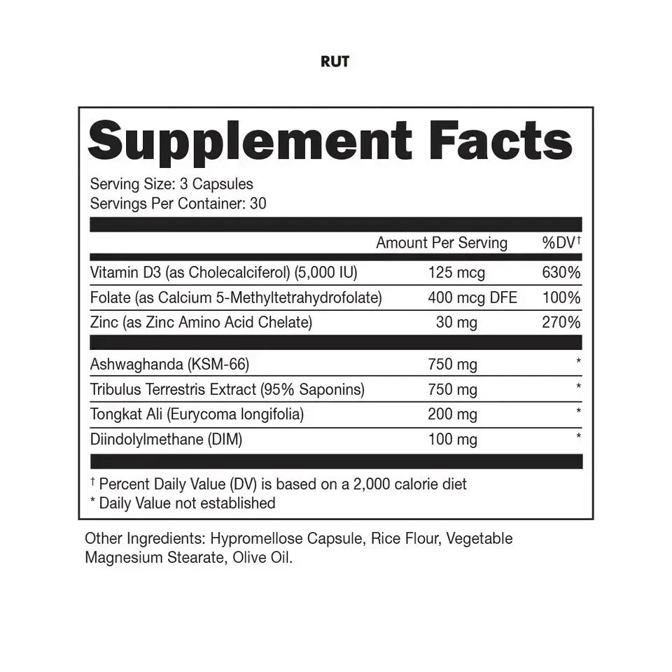 BUCKED UP RUT Testosterone Support Supplement 90 Caps Free Shipping