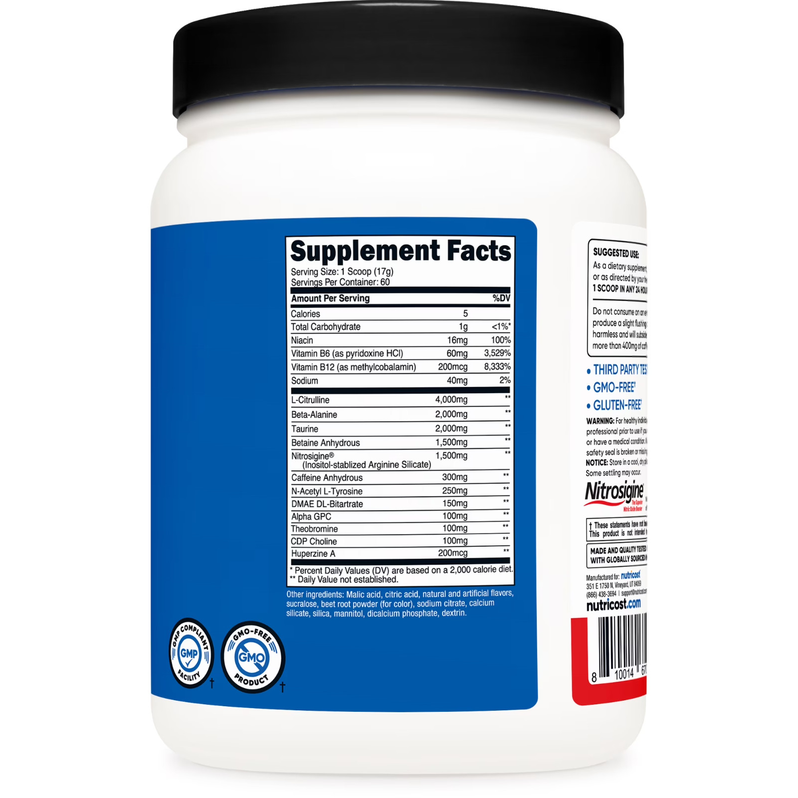 Nutricost Pre-X Xtreme Pre Workout Powder Fruit Punch 60 Servings Non-GMO