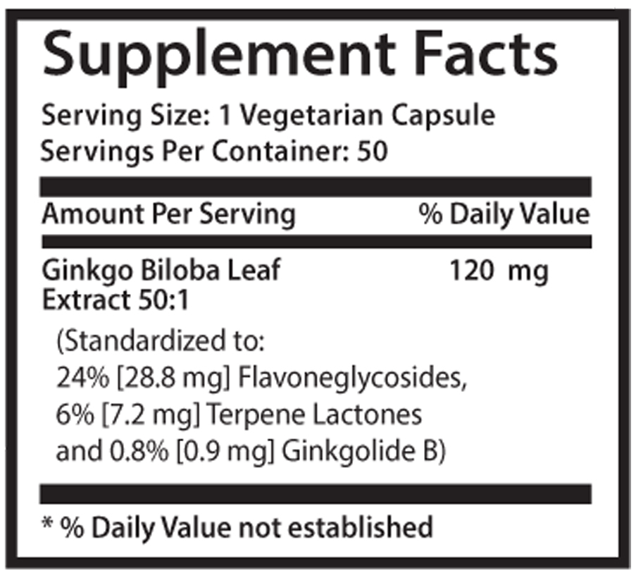 Brain Function – Ginkgo Biloba Extract 120mg – Helps Maintain Vision Pills 3B