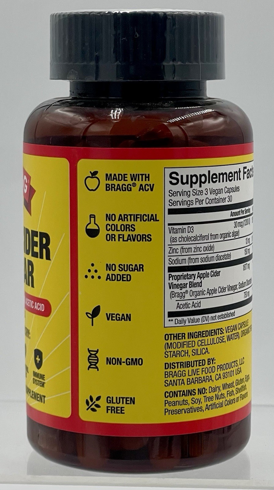 Lot of 3 Bragg Apple Cider Vinegar 90 Capsules Each Dietary Supplement EXP 03/27