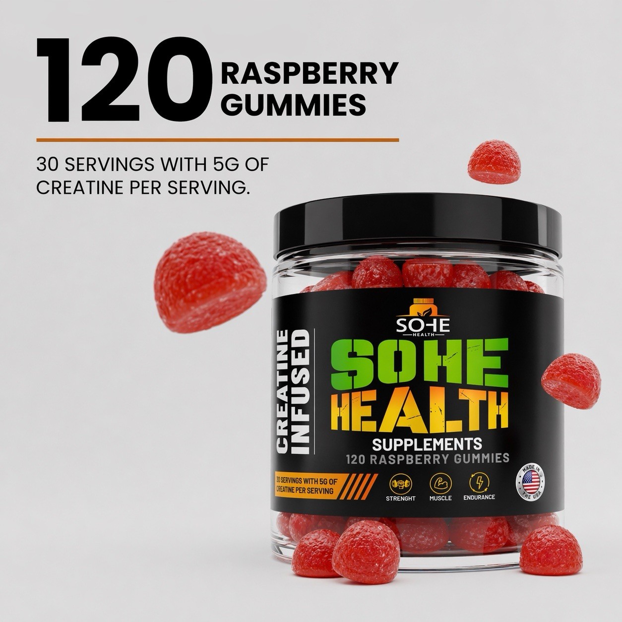 SOHE HEALTH CREATINE GUMMIES – 0.18oz CREATINE MONOHYDRATE PERSERVING,,
