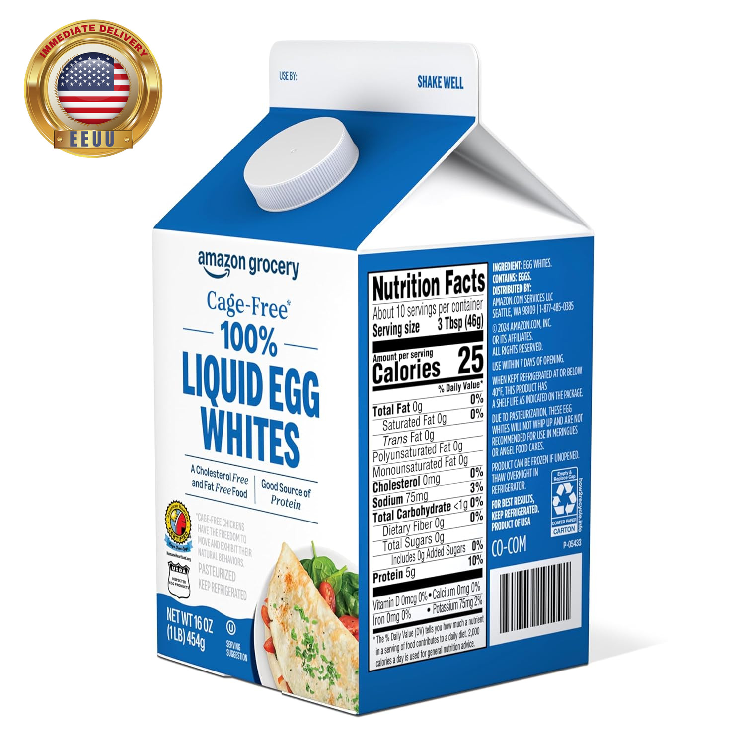 , Cage Free Liquid Egg Whites, 16 Fl Oz ⭐️⭐️⭐️⭐️⭐️