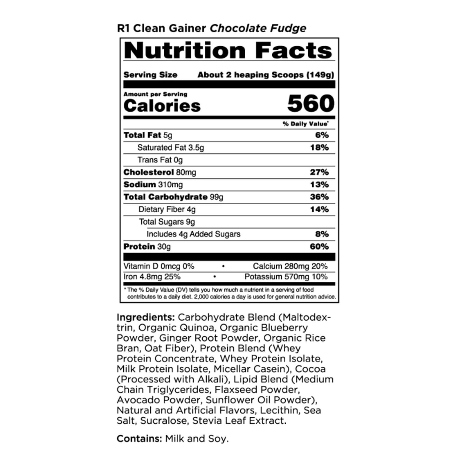 RULE 1 Clean Gainer 30 Serv. Chocolate Fudge Clean Protein Gainer 9.85lb