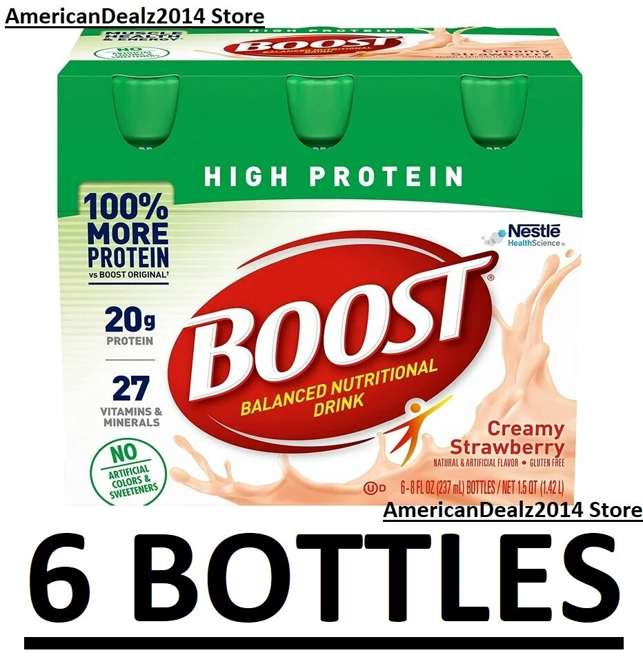 BOOST High Protein Nutritional Drink Strawberry 8 fl. oz CHOOSE 6 or 24 Count!!