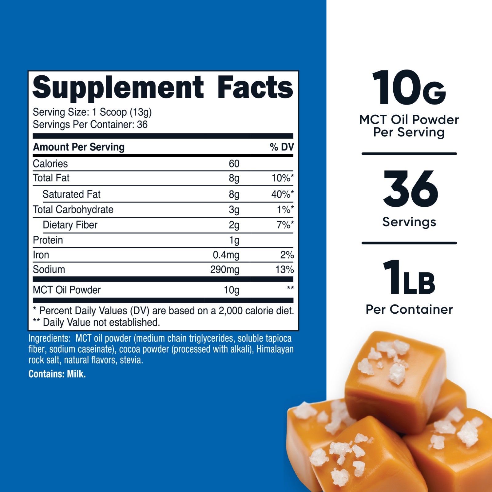 Nutricost Premium MCT Oil Powder (1 LB) (Salted Carmel) (36 Servings)