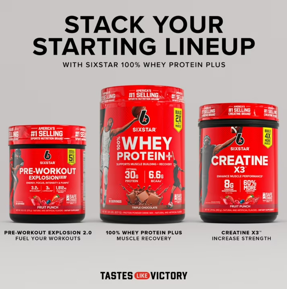 Six Star 100% Whey Protein Plus Triple Chocolate 30g Protein 1.81lb