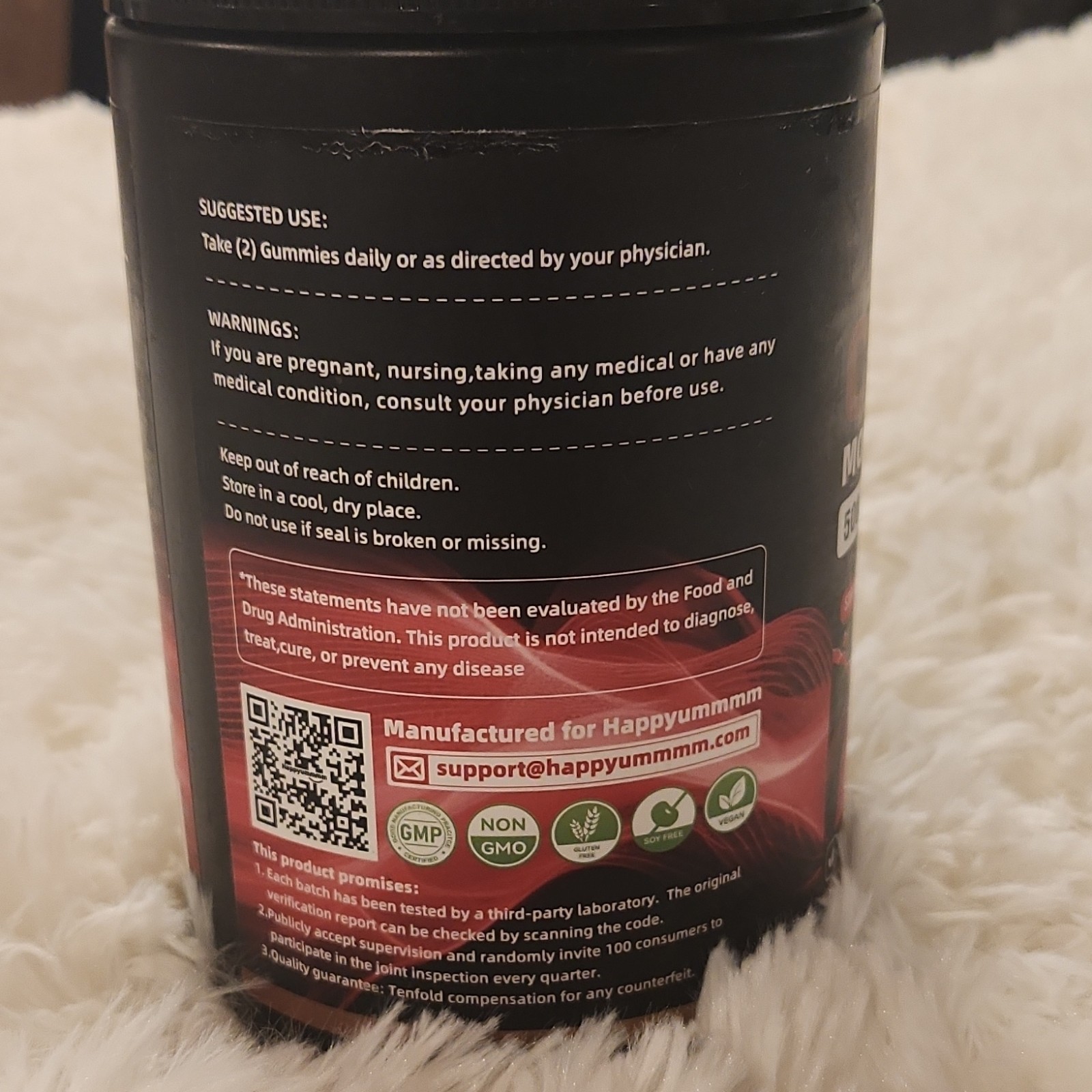 Happyummmm Creatine Monohydrate Gummies 5000mg Strawberry, 90 ct Gluten-Free