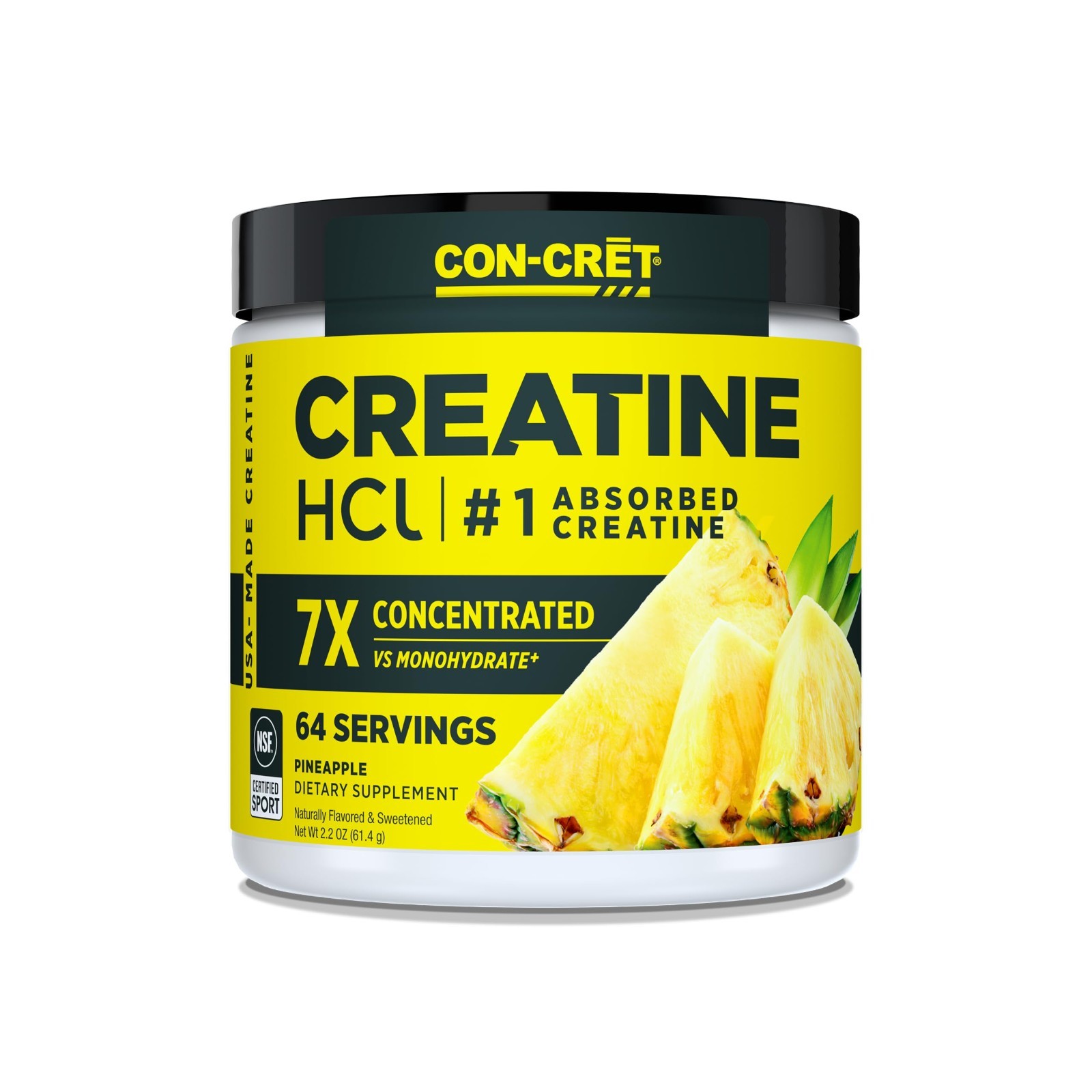 Creatine HCl Powder – Pineapple Flavor, 64 Servings, No Bloating, Muscle & Stren