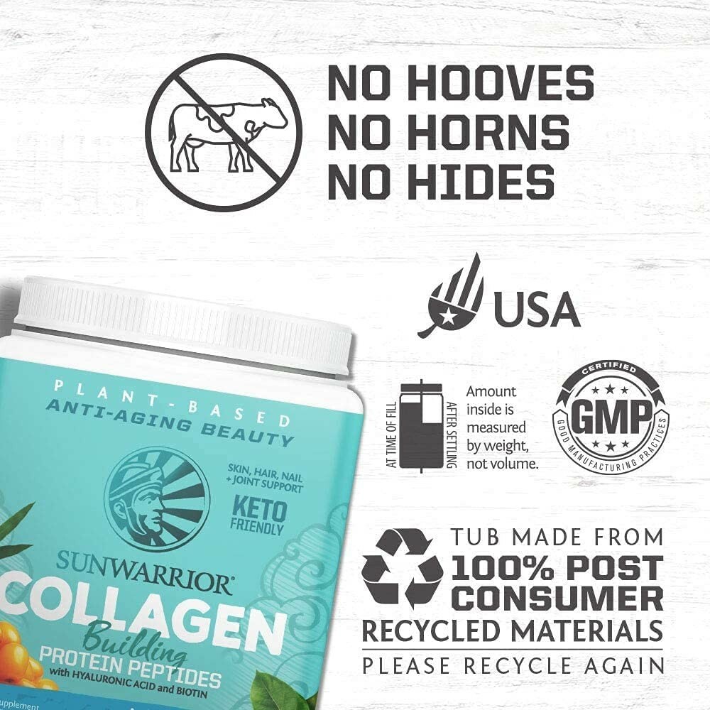 Sunwarrior Collagen Protein Powder with Biotin – Vanilla Flavor, 17.6 oz
