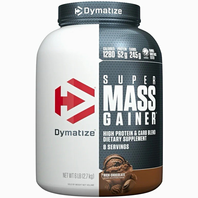 Dymatize Super Mass Gainer Powder, Gluten-Free, Rich Chocolate 6 lb