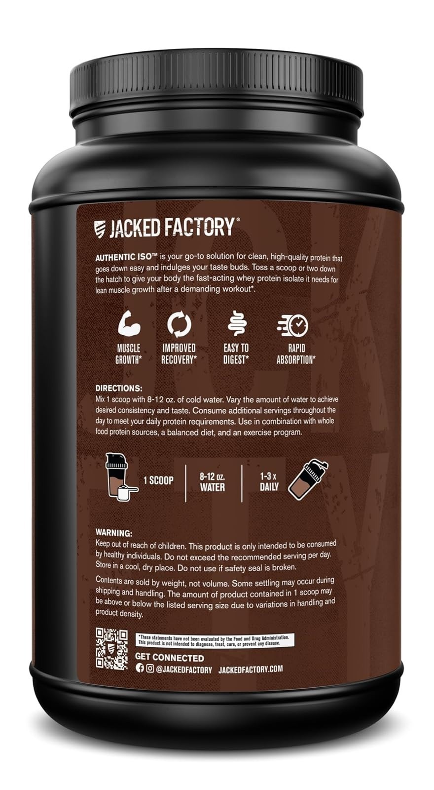 Jacked Factory Authentic ISO Whey Protein Isolate – Dark Chocolate 25 Servings