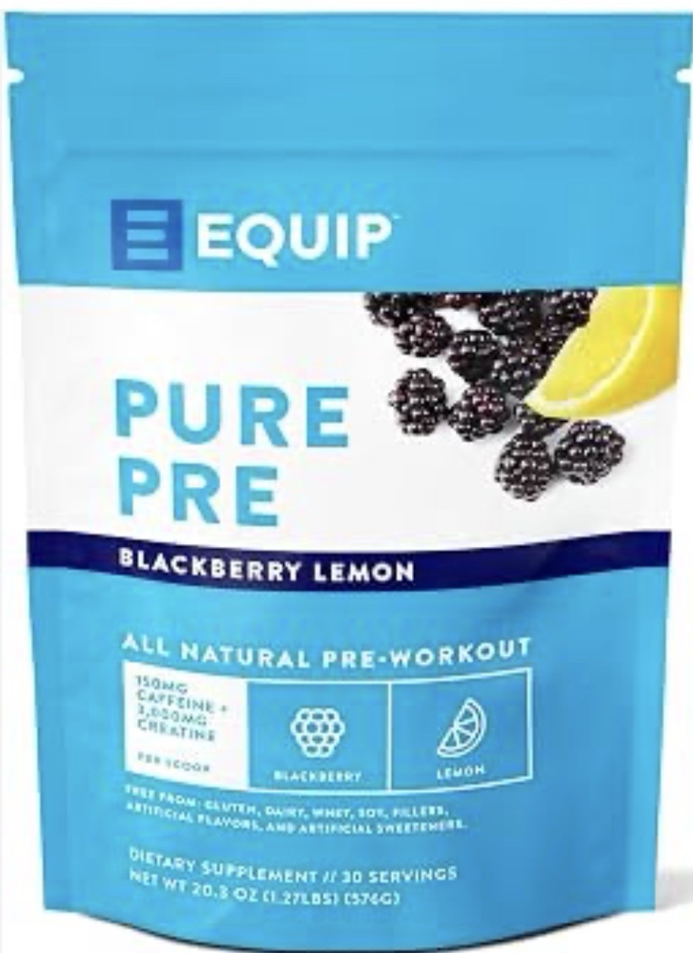 ❤️ EQUIP FOODS Blackberry Lemon All Natural Pre-Workout 20.3 oz Exp 5/2027