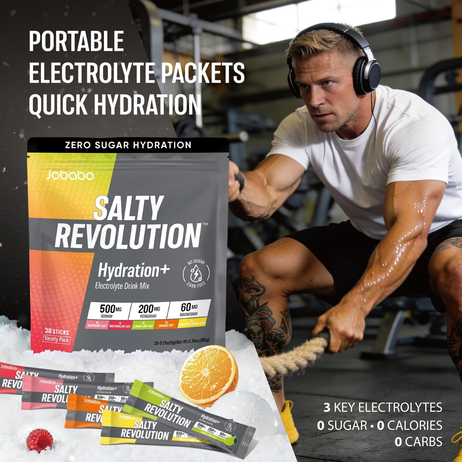 Electrolyte Powder Packets for Keto & Sports Hydration | Sugar-Free, Gluten-Free