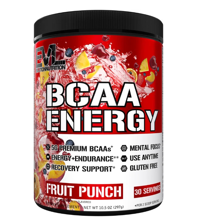 Evlution Nutrition BCAA Powder Fruit Punch 30 Servings Recovery