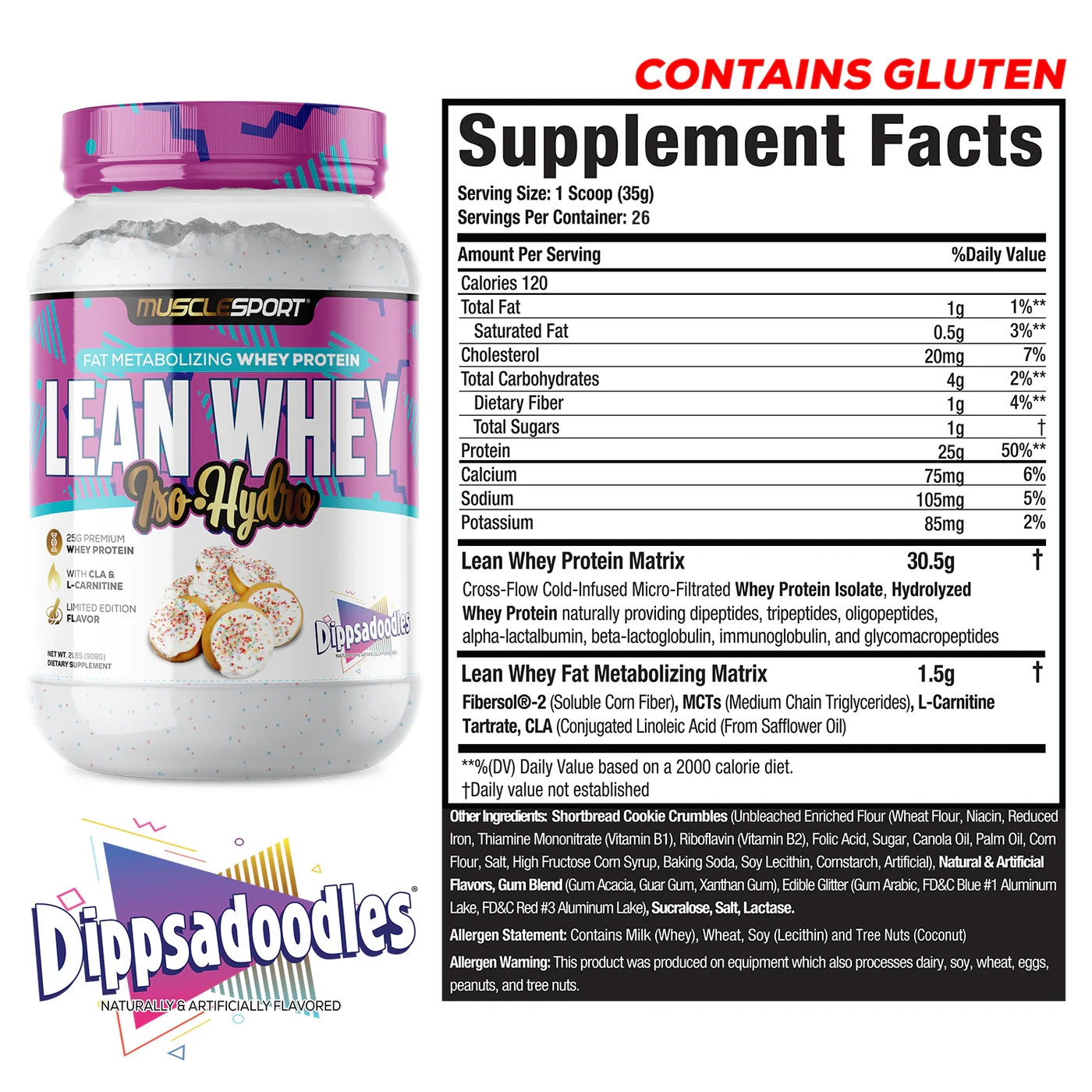 Musclesport Lean Whey Iso-Hydro Protein Powder – Whey Protein Isolate – 2lbs