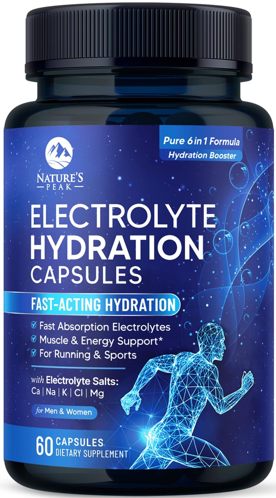 Electrolytes Supplement – 6-in-1 Advanced Hydration 60 Count (Pack of 1)