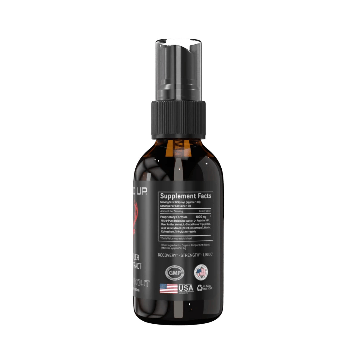 BUCKED UP DEER ANTLER VELVET SPRAY IGF-1 Post-Workout Recovery 2 Fl Oz His