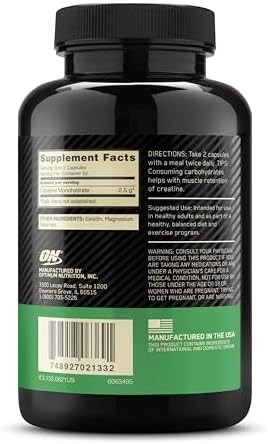 Optimum Nutrition Creatine, Micronized Creatine Monohydrate Capsules, Supports