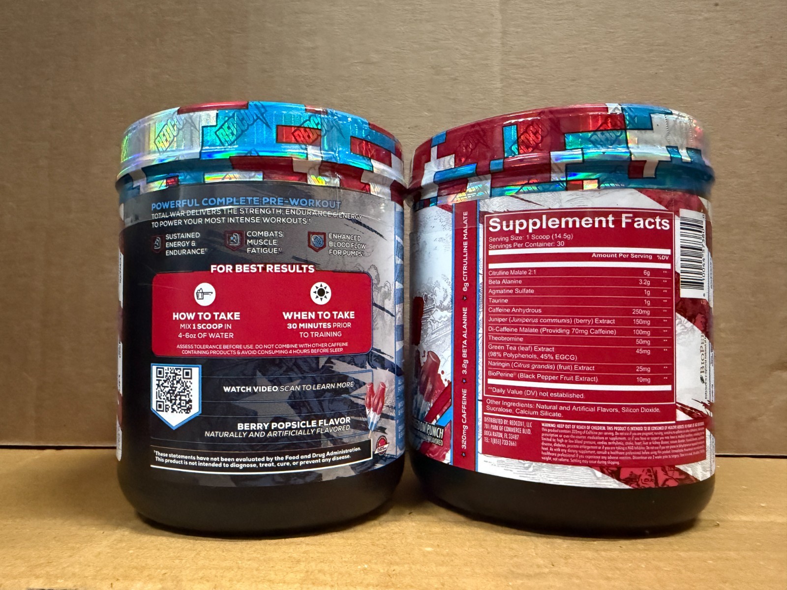 2 PACK REDCON1 TOTAL WAR FREEDOM PUNCH PRE Workout 60 Serv Free Ship 2027 Expiry