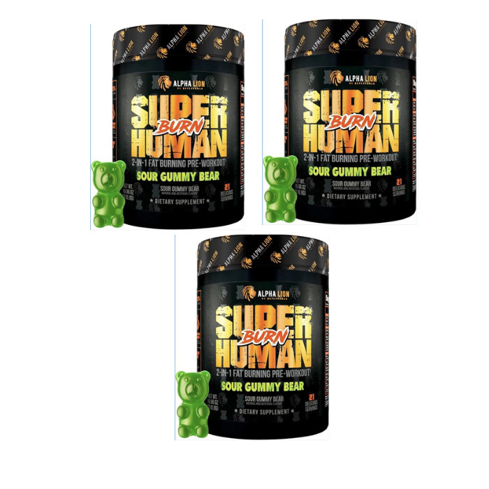 Alpha Lion SuperHuman Burn Hulk Juice – Sour Gummy Bear 10.96 oz PACK OF 3