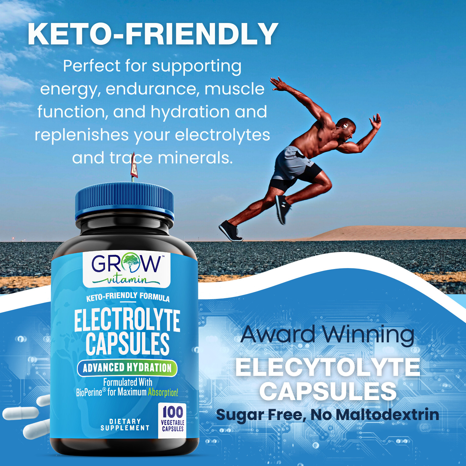 Electrolyte Salt Tablets – 100 Pills – Electrolytes Replacement Supplement for R