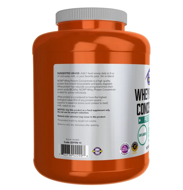 NOW Sports Whey Protein Concentrate Unflavored 5lb 24g Protein