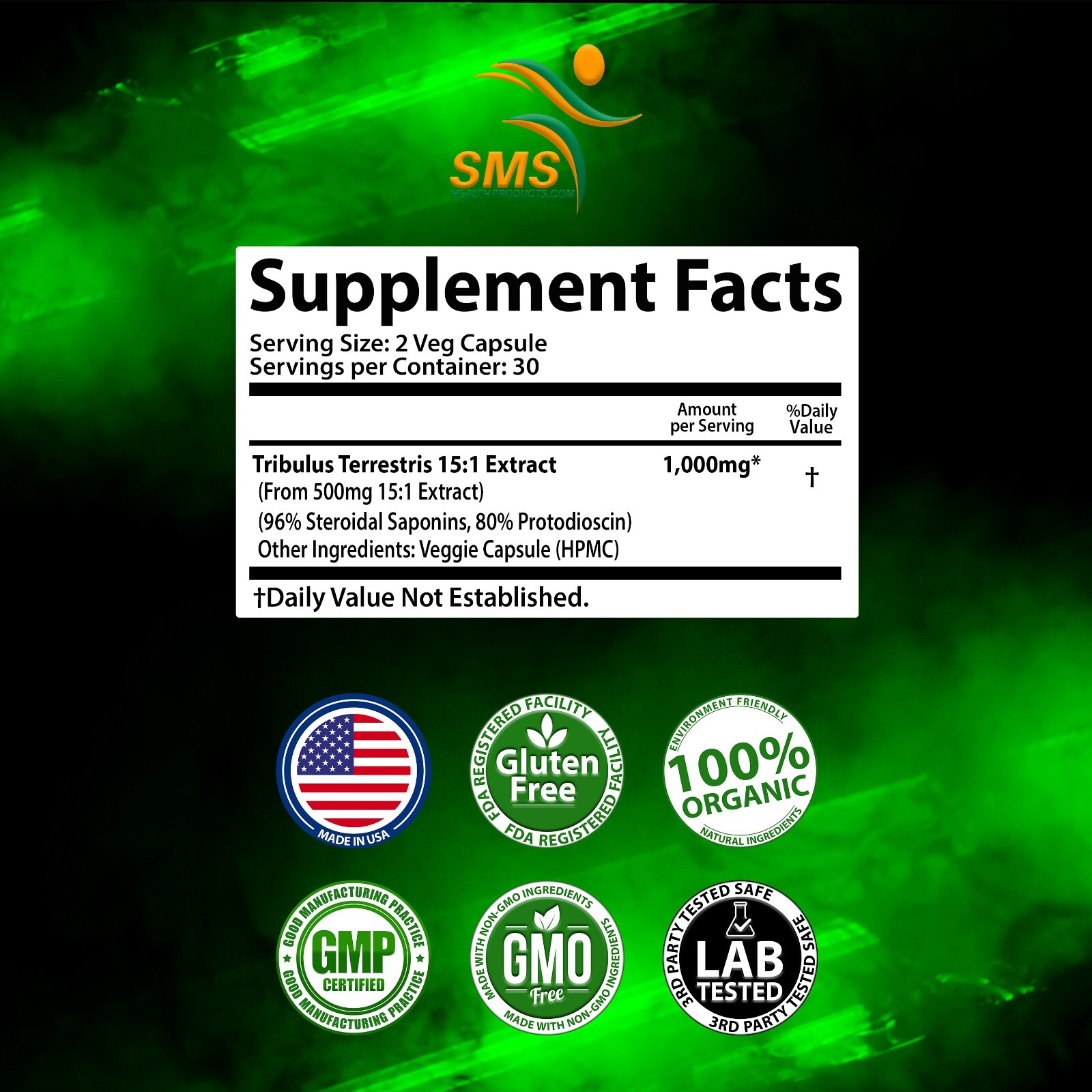 TRIBULUS TERRESTRIS 96% SAPONINS EXTRACT GYM WORK OUT DIETARY SUPPLEMENT 3 X