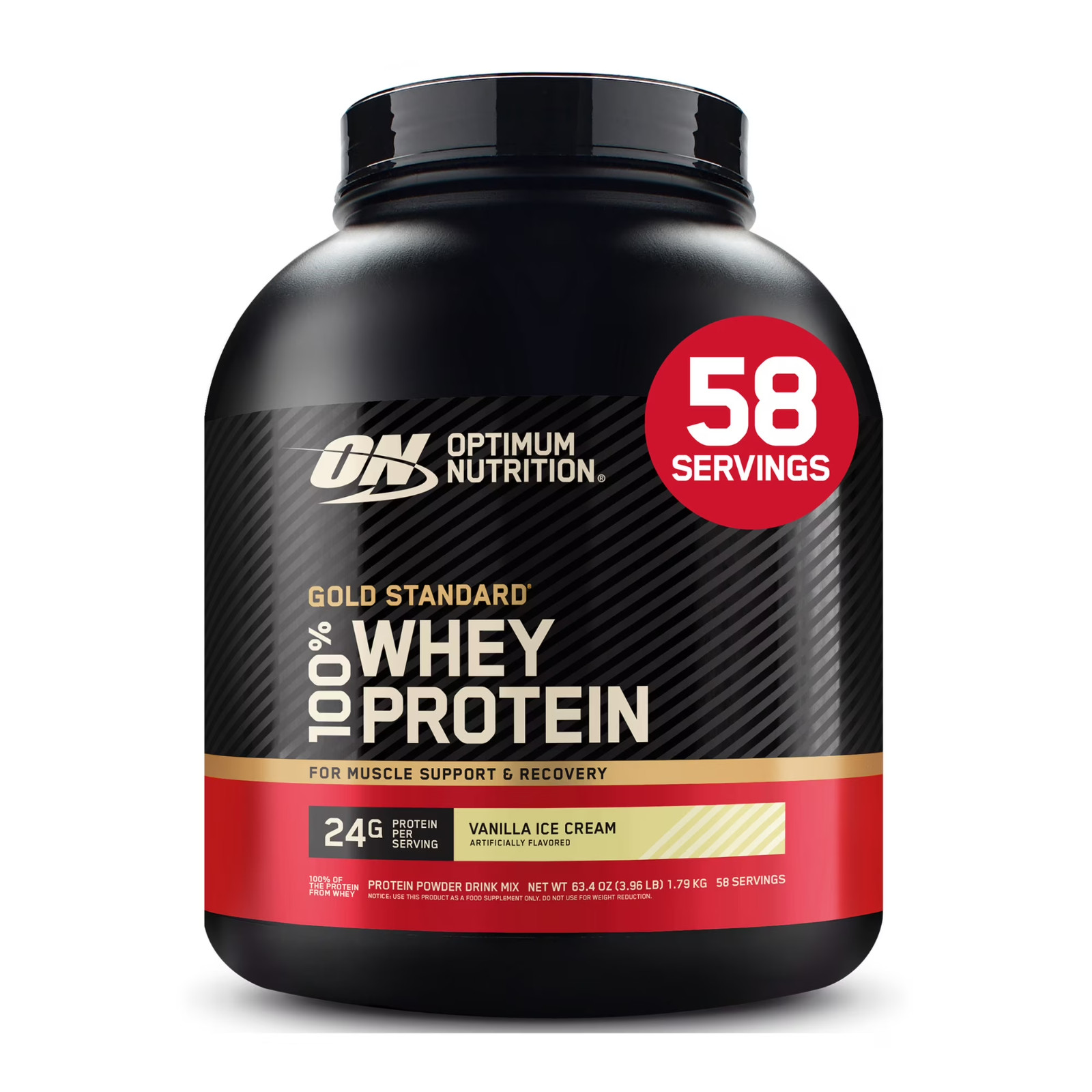 Optimum Nutrition Gold Standard 100% Whey Protein Powder,Vanilla Ice Cream,3.9lb
