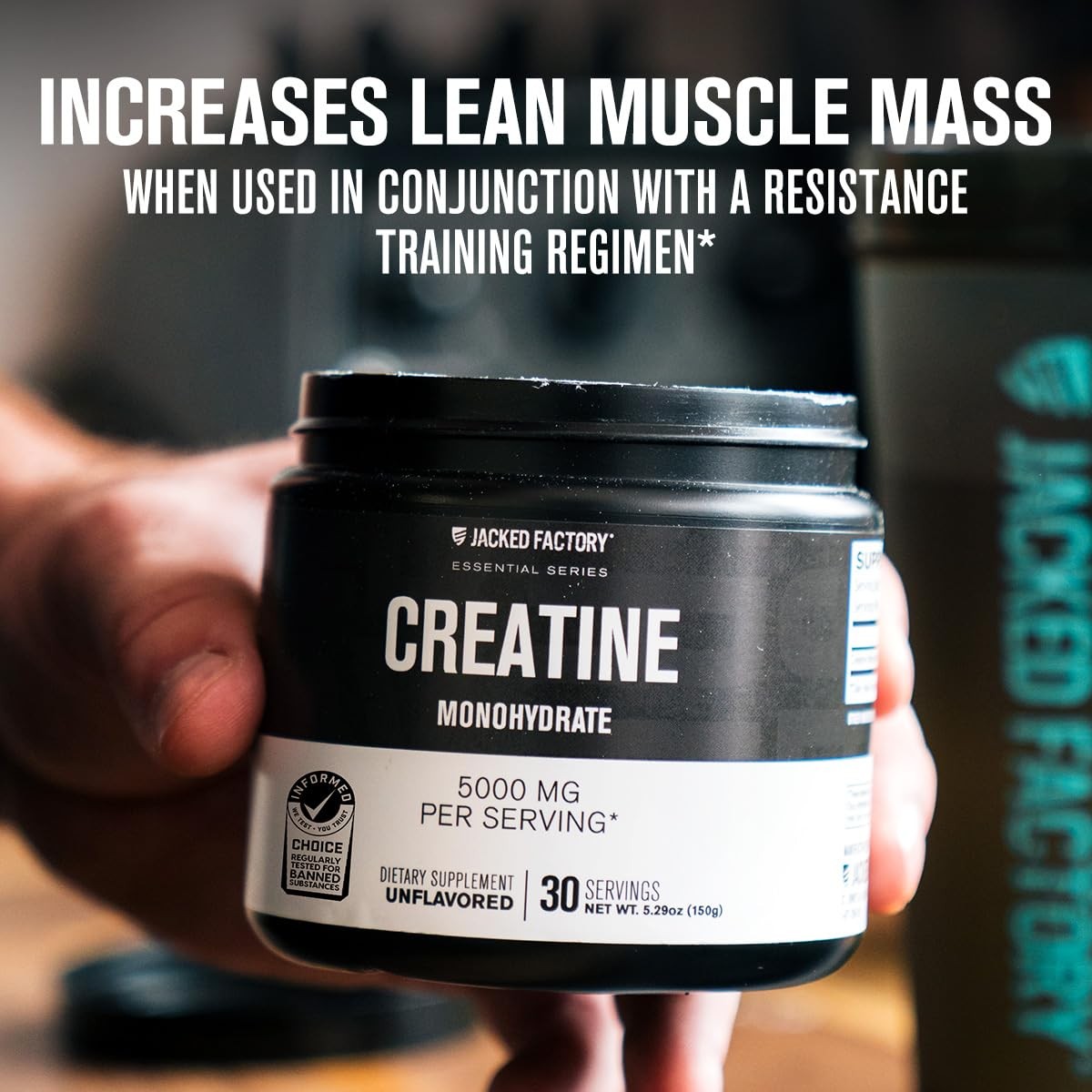 Jacked Factory Creatine Monohydrate Powder 150g – 5g 30 Servings (Pack of 1)