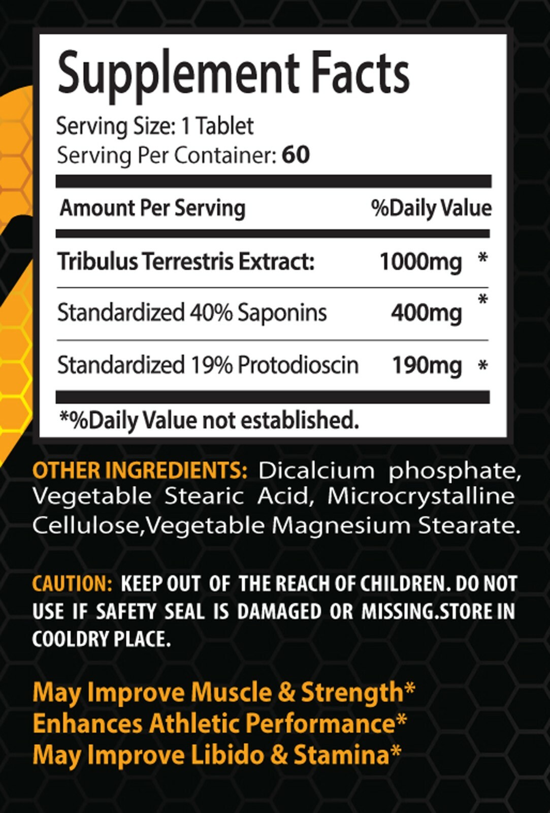 Strongest Testosterone Booster Tribulus Terrestris 1000mg – 1 Bottle 60 Tablets