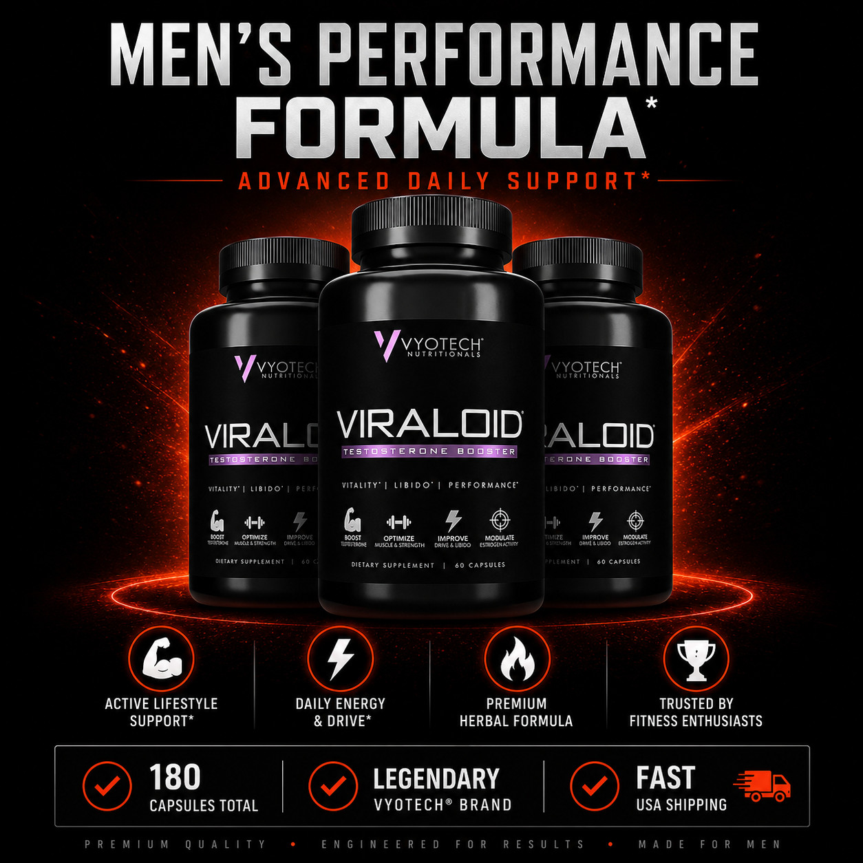 Natural Testosterone Booster Optimize Muscle Strength Viraloid by Vyotech 3 Bt