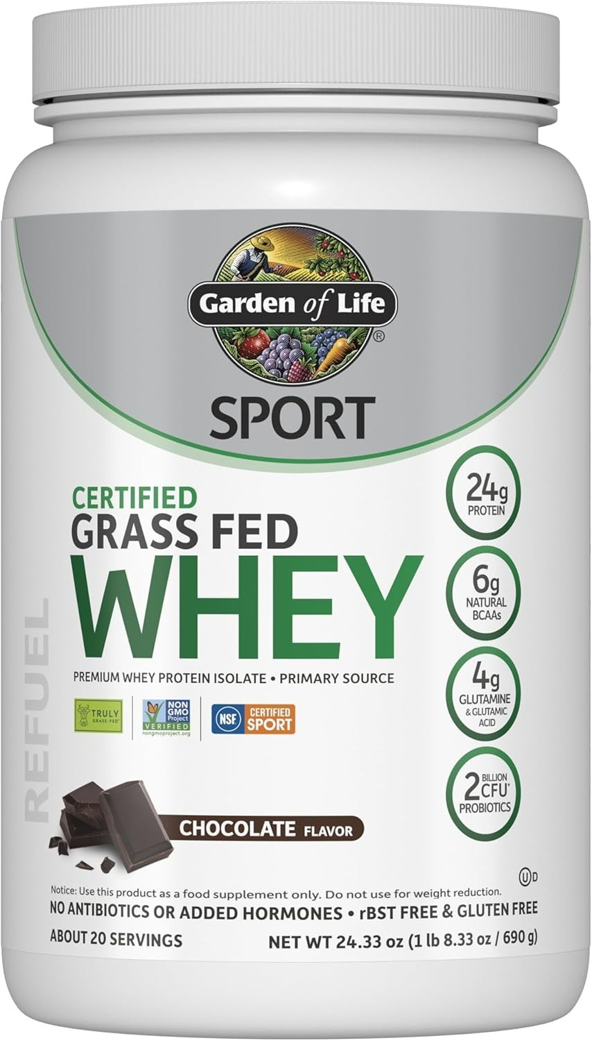 Garden of Life SPORT Certified Grass Fed Whey – Chocolate (20 Servings) EXP 9/26
