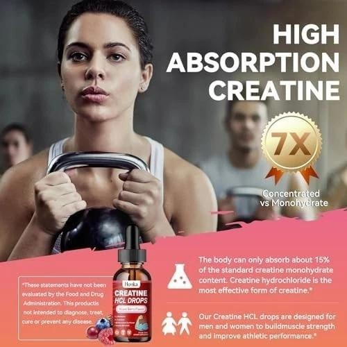 Creatine Hcl Liquid Drops for Men & Women, Creatine Hydrochloride with L-carn…