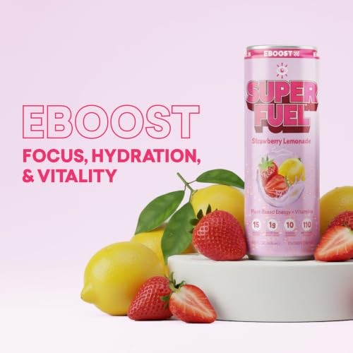 SUPER FUEL Healthy Energy Drink -: 11.5 Fl Oz (Pack of 12) Strawberry Lemonade