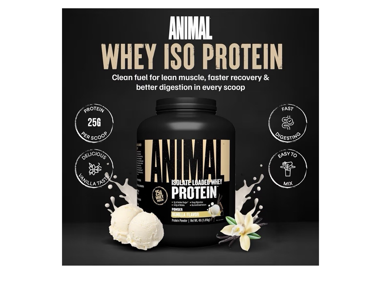 Animal 100% Whey Protein Powder – Whey Blend for Pre Workout or Post Workout