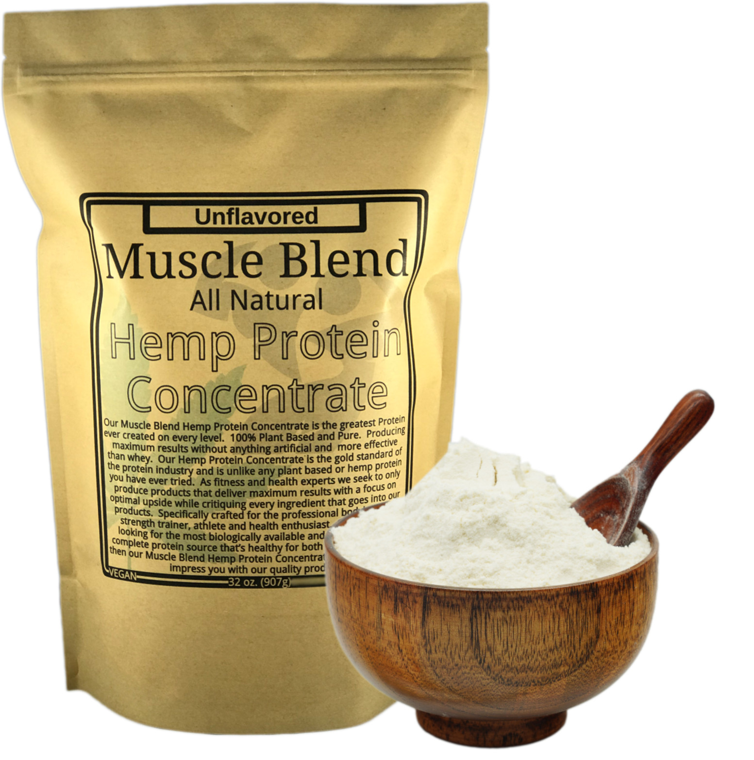 Muscle Blend Hemp Protein Concentrate BULK Pack, All Natural, Vegan