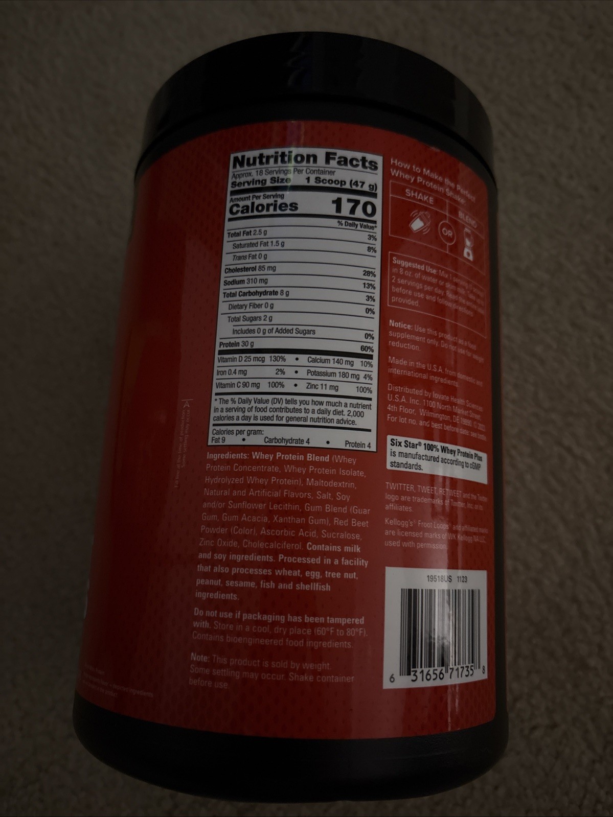 Six Star Whey Protein Plus Powder Fruit Loops 1.8 Lb EXP 2027+ NEW