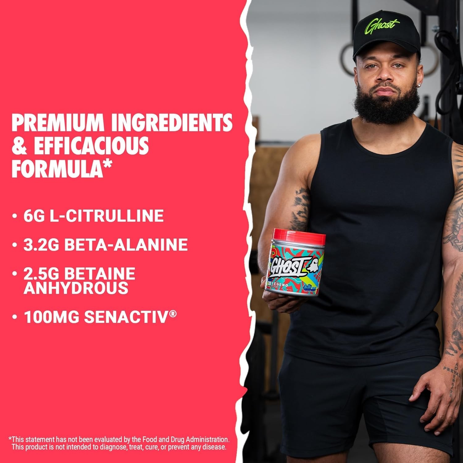 GHOST Legend Pre-Workout Powder, Blue Raspberry – 30 Servings – Pre-Workout for