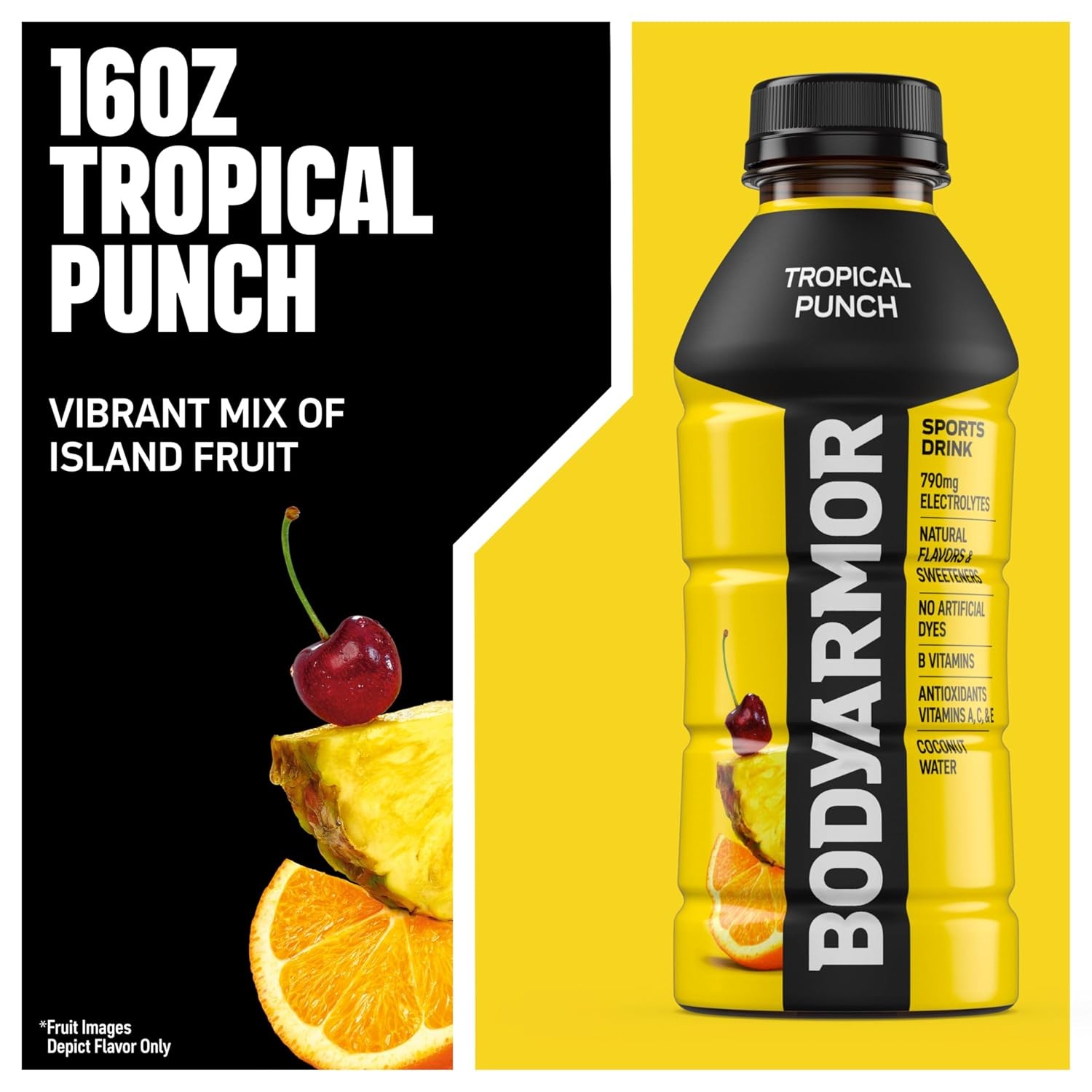 BODYARMOR Tropical Punch Sports Drink 16 oz Electrolyte Hydration 12 Pack