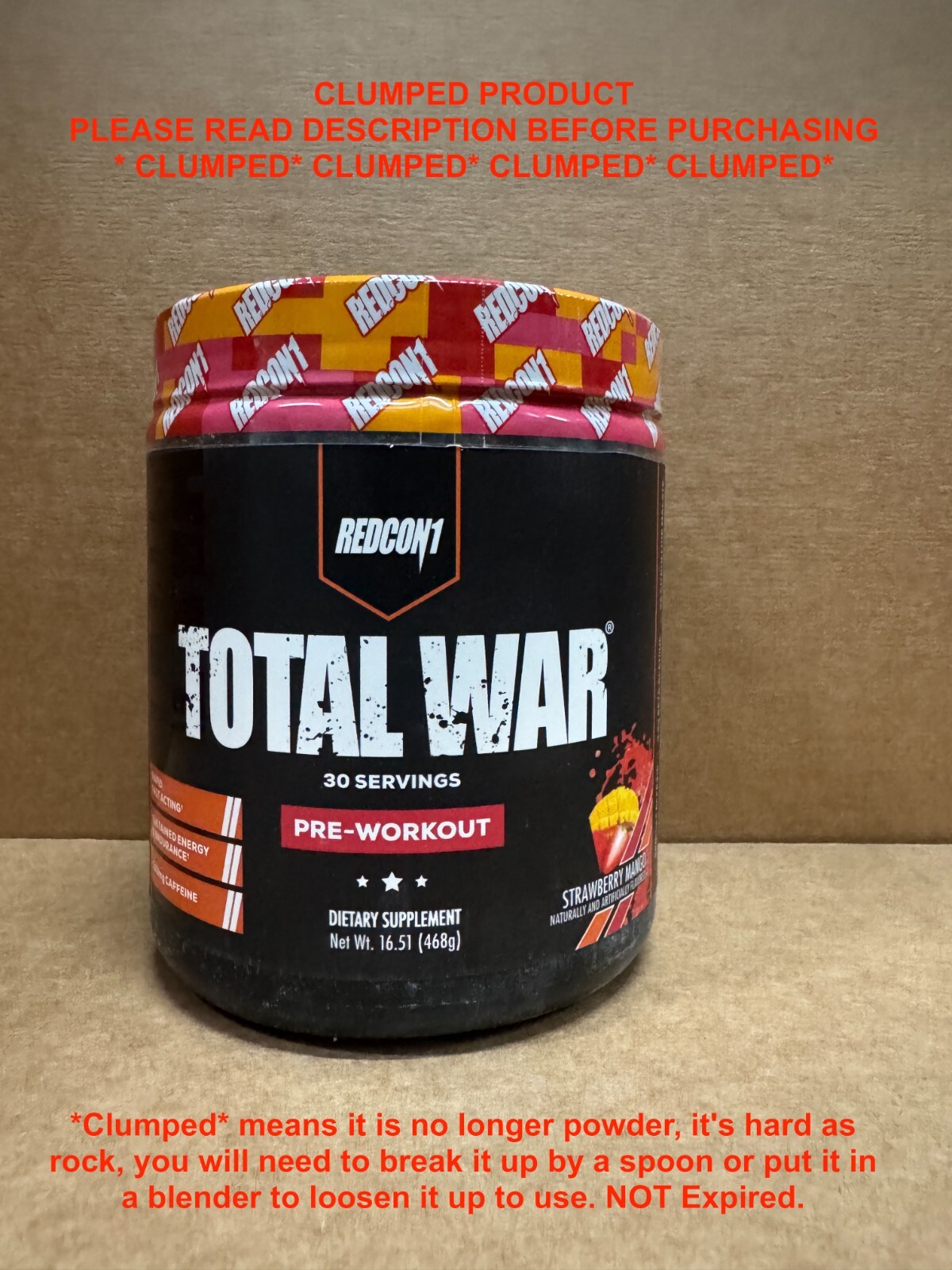 CLUMPED REDCON1 TOTAL WAR Strawberry Mango Pre Workout 30 Serv Free Ship SALE