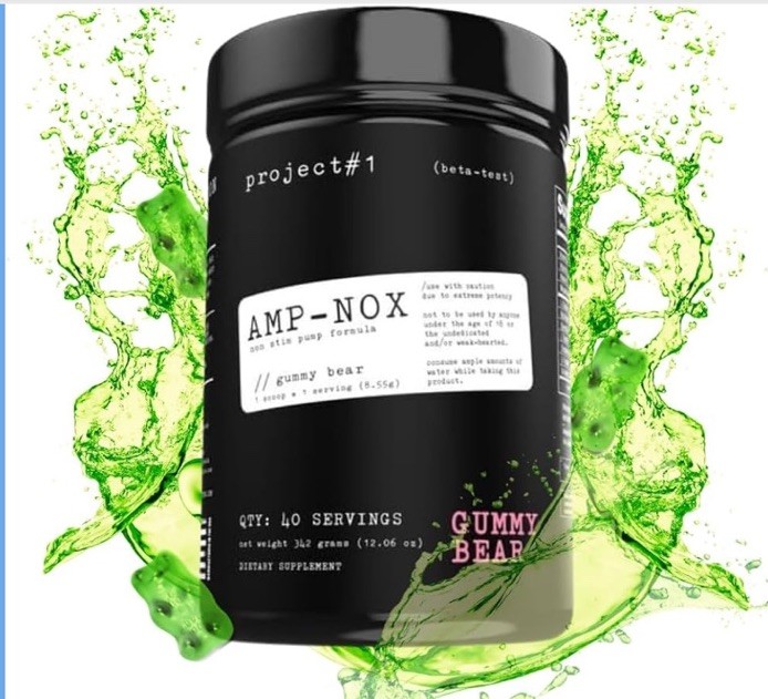 Amp-Nox Non-Stim Pump – Gummy Bear (40 Servings) Sealed 12/26