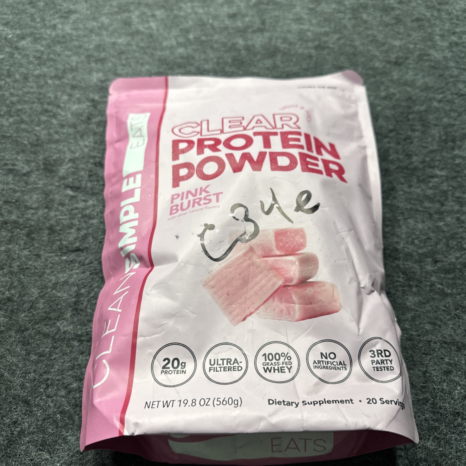 Clean Simple Eats Clear Whey Protein Powder Pink Burst Ultra-Filtered 19.8 oz