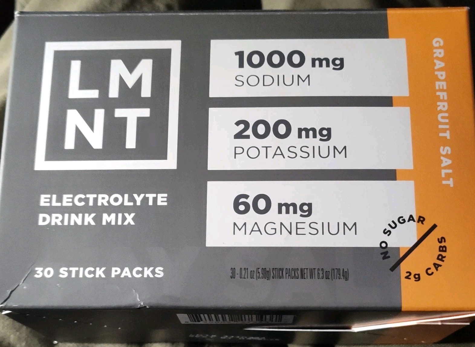 LMNT Grapefruit Salt Electrolyte Drink Mix Zero Sugar 30 Stick Packs 6g