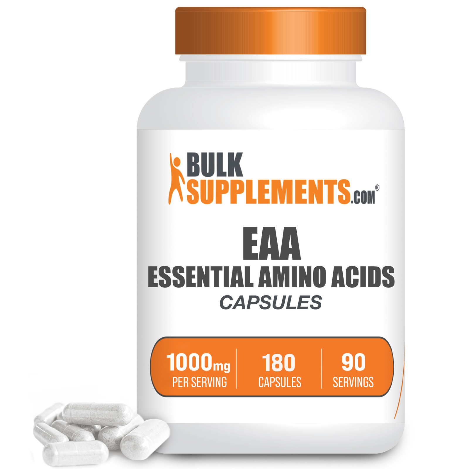 BulkSupplements Essential Amino Acids (EAA) Capsule 180ct – 1g Per Serving