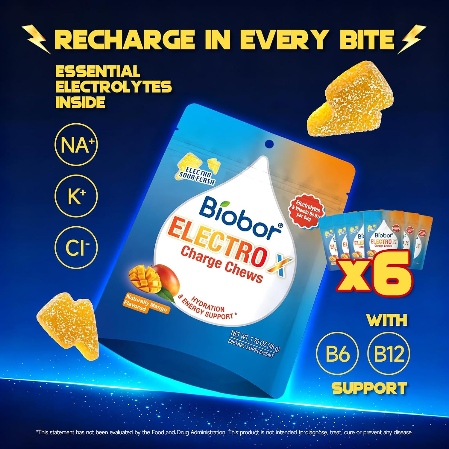 Electrolyte Gummies, Hydration & Energy Support with Sodium, Potassium, Chloride