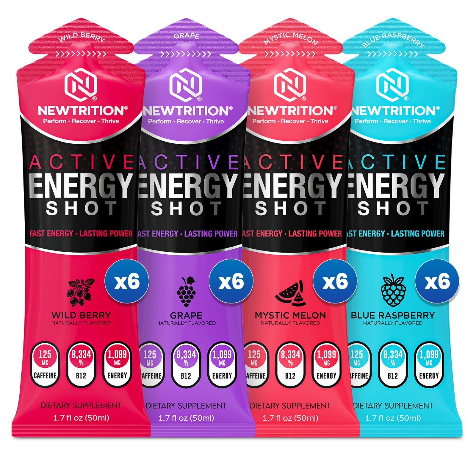 NewTrition Active Energy Shot 125mg Caffeine B12 Sugar Free Zero Calorie